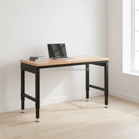 Banc de travail robuste pour garage et atelier, réglable en hauteur, avec plateau en bois, personnalisable OEM/ODM/OBM, avec panneau perforé et tiroirs