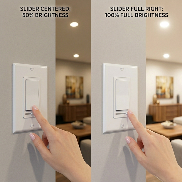 0-10V Low Voltage Rocker Slide Dimmer Switch Wall Mount Dimmable LED Controller 3-Way Circuit (No Panel)