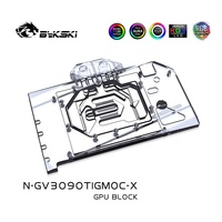 Bykski N-GV3090TIGMOC-X 3090TI Carte graphique avec tête de refroidissement par eau et effet d'éclairage RVB, accessoire de refroidissement liquide pour ordinateur
