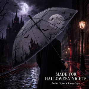 Parapluie transparent LEAMI pour Halloween, motif citrouille, fantôme, château, parapluie de pluie transparent pour adultes, fête - Product Image 6