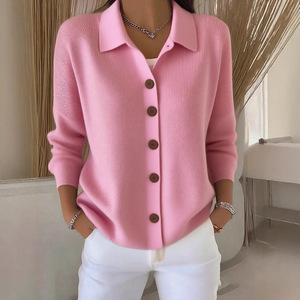 Cardigan en tricot pour femme, couleur unie, boutonné sur le devant, manches longues, pull-over, manteau, automne-hiver, vêtements décontractés, SMLXLXXL3XL - Product Image 1