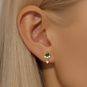 Aretes de Plata 925 con Circonita Verde y Baño de Oro de 18K, Marca CANNER, para Uso Diario, Joyería de Lujo para Chicas - Product Image 4