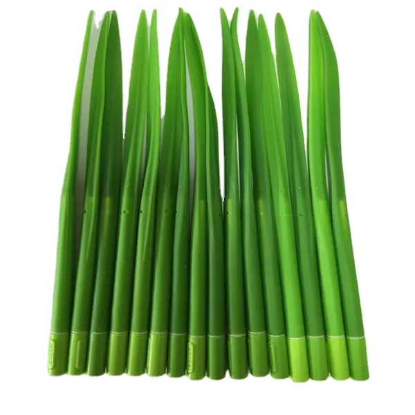 Grosir pena Gel silikon bentuk daun hijau rumput panjang baru, hadiah promosi pena bola mewah karet untuk alat tulis