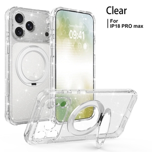 Custodia con Supporto Magnetico Girevole a 360 Gradi in Cristallo Compatibile con <span class=keywords><strong>iPhone</strong></span> 18 Pro, 17 Max e 16 con Glitter - Product Image 5