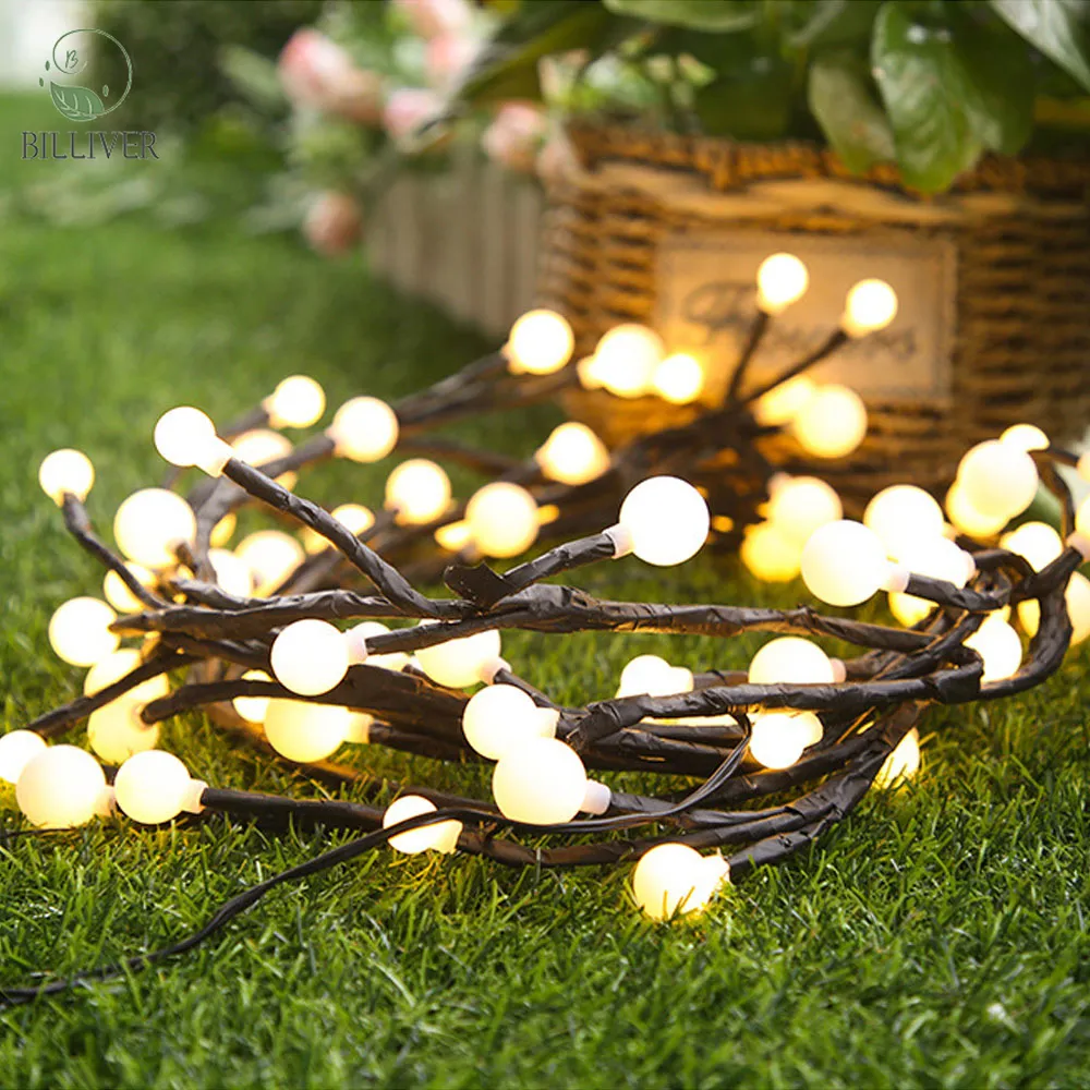 Low-voltage branch rattan light iron matte ball cane branch lamp string led cane light Indoor Outdoor Twinkle Christmas Lights