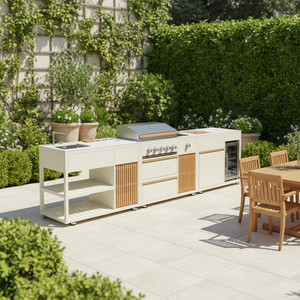 2026 Meuble de cuisine extérieur moderne en acier inoxydable avec barbecue électrique et brûleur latéral à 5 feux, pour mobilier de maison de piscine extérieure - Product Image 3