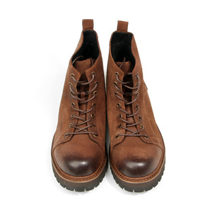 Botas de Trabajo para Hombre, Estilo Vintage, con Punta Redonda, de Cuero de Ante Encerado, Suela Gruesa, Color Marrón Mate - Product Image 2
