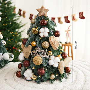 Mini <span class=keywords><strong>sapin</strong></span> de Noël de luxe pour table avec lumières LED, petite décoration de Noël artificielle pour bureau, en PET, en stock - Product Image 4