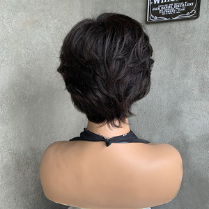 Perruque <span class=keywords><strong>Courte</strong></span> en <span class=keywords><strong>Cheveux</strong></span> Humains Vierges Brésiliens LIWANGLONG HAIR, Lisse ou Ondulée, Noire Naturelle, avec Frange, <span class=keywords><strong>pour</strong></span> Femmes – Vente en Gros - Product Image 4