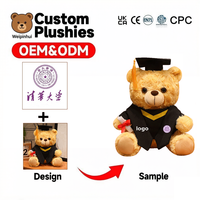 Ours en peluche personnalisé pour votre marque, animal en peluche mignon assis, décoration d'intérieur, cadeau de fêtes, poupées en peluche