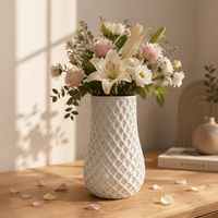 Vase en céramique blanc mat ARM LVG Nordic, texture tissée, en porcelaine, pour décoration florale, centre de table, récipient design