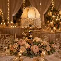 Lampe de table vintage ZKAI pour mariage, centre de table, abat-jour à pompons, support lumineux LED pour événements et décoration intérieure