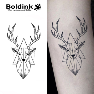 <span class=keywords><strong>Tatouage</strong></span> au stylo Jagua Boldink personnalisé, tête de cerf géométrique réaliste, art corporel, imperméable, longue durée, 2 semaines, encre à base de jus - Product Image 1