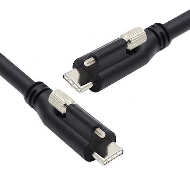 USB 3.1 Type-C Male to Male Panel Mount Screw Locking Data Cable Single Screw Lock USB C Cord