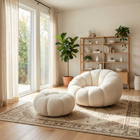 Nouvelle Chaise Canapé Petite Citrouille Tendance avec Repose-Pieds, Fauteuil d'Appoint de Luxe Personnalisable avec Ottoman