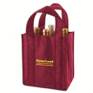 Bolsa de botella de vino no tejida de 90GSM personalizada con bolsillo frontal Capacidad de 4 botellas Superficie de serigrafía - Product Image 5