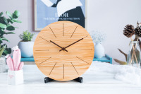 Jam Dinding Kayu Pinus dengan Gerakan Senyap dan Tanpa Angka