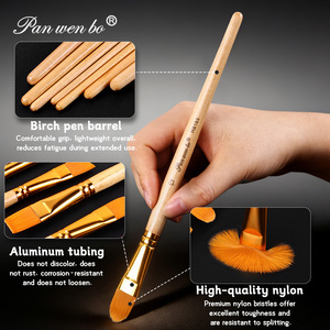 Juego de pinceles de arte profesional Panwenbo, 6 uds., pinceles de pintura personalizados acrílicos de pelo de nailon con mango de madera de pico plano - Product Image 4