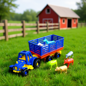 Ensemble de jouets tracteur et remorque pour enfants avec figurines d'animaux, jouet éducatif de simulation de véhicule - Product Image 2