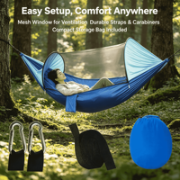 Hamac de camping en nylon de haute qualité avec moustiquaire, léger et portable, capacité 150-300 kg, longueur 160 cm, tente parachute