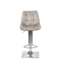 Tabouret de bar pivotant en velours gris tufté style nordique, réglable en hauteur avec vérin à gaz, pour îlot de cuisine, bar à petit-déjeuner, pub