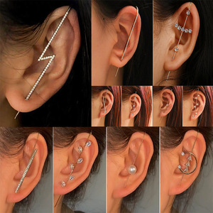 DAICY Großhandel Modische Minimalistische <span class=keywords><strong>Funky</strong></span> Bolzen-Ohrstecker Zirkon-Ohrstecker Strass-Ohrkletterer Ohrhaken-Ohrklemme - Product Image 4