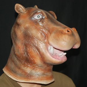 Maschera di Halloween a forma di ippopotamo in lattice per adulti, con occhi stralunati, strana e spaventosa, ideale per cosplay da zombie o fantasma, perfetta per feste a tema casa infestata. - Product Image 6