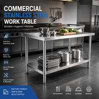 Table utilitaire commerciale en acier inoxydable avec crédence pour zone de préparation de buffet, service de taille personnalisée