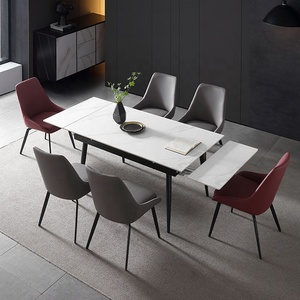 Tavolo da Pranzo Rettangolare Bianco con <span class=keywords><strong>Piano</strong></span> in Pietra Sinterizzata <span class=keywords><strong>di</strong></span> Grandi Dimensioni Tavolo da Pranzo <span class=keywords><strong>Estraibile</strong></span> Allungabile - Product Image 4
