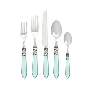 Ensemble de couverts en acier inoxydable couleur argent, forme et taille personnalisées, cuillère, fourchette, couteau, pour les meilleures ventes - Product Image 1