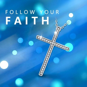925 argent sterling bling simple jérusalem zircon croix pendentif collier - Product Image 5