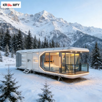 Maison conteneur capsule spatiale contemporaine et étanche, pod de luxe préfabriqué avec design extensible