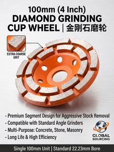 100mm Double Row Segmented Diamond Metal Cup Wheel Concrete Granite Marble Stone Deburring Grinding Extra <strong>Fine</strong> Grit 5mm - Product Image 2