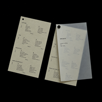 Carte de menu personnalisée en papier vélin, menu semi-transparent en papier calque pour café, bar, bistrot avec logo