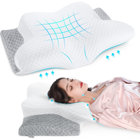 Oreiller orthopédique en mousse à mémoire de forme, forme papillon, tissu polyester/coton, douceur, anti-boulochage, résistant aux acariens, design portable