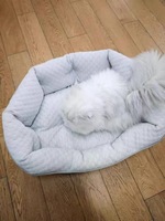 Coussin Nid Douillet pour Animaux de Compagnie Color Block avec Bordure Haute et Poignées de Transport Portables pour Chiots et Chatons d'Intérieur – Vente en Gros