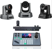 Juego de 3 Cámaras PTZ con Zoom 20x y Controlador de Joystick, Sistema de Transmisión en Vivo