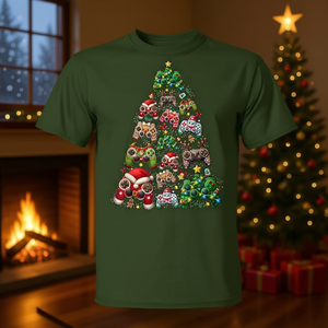 Camiseta de Navidad con diseño de controlador de videojuegos y Papá Noel - Product Image 3