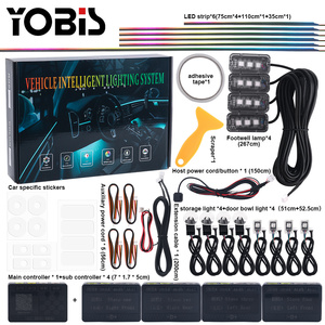 Luces LED Ambientales <span class=keywords><strong>para</strong></span> Automóvil Yobis 18 en 1, Iluminación Dinámica Interior <span class=keywords><strong>para</strong></span> Manijas de Puerta de Automóvil - Product Image 6