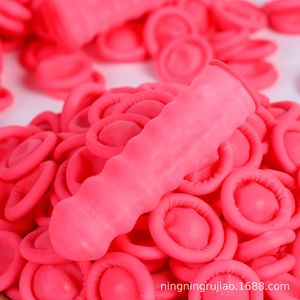 Pink Latex Finger Cots Non-Slip Oil Proof Disposable Fingertip Protection General Use - Product Image 3