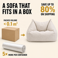 Fauteuil pouf de relaxation moderne en tissu coton-lin beige, compressé sous vide, pour adultes, idéal pour le salon (ODM)