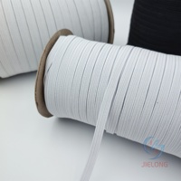 Vente en gros OEM Bande élastique tressée plate 5mm de large Noir Blanc Kitted Tissé Techniques Bande élastique pour la couture de vêtements