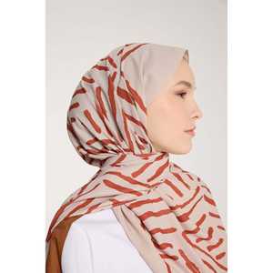 ผ้าพันคอไหมแท้ลายวี ดีไซน์หินเทอร์ราคอตต้า - Product Image 2