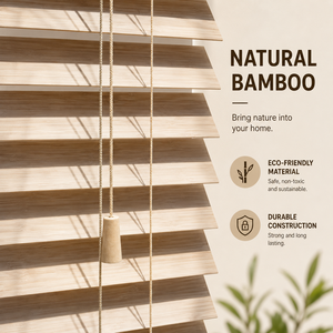 Persianas Venecianas de Bambú Natural Ecológicas de 50 mm con Lamas Horizontales <span class=keywords><strong>para</strong></span> Decoración de Ventanas de Hogar, Oficina y Hotel - Product Image 3