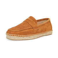 Mocassins en daim pour hommes, style espadrille, à enfiler, avec décorations brodées, pour l'été, les trajets quotidiens et le bureau