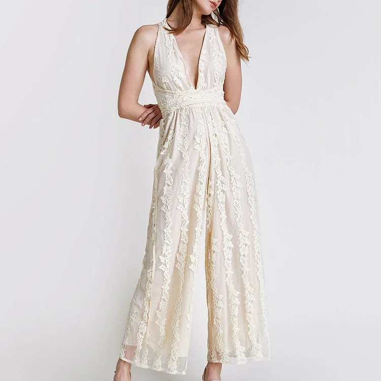 Lace Jumpsuit White Formal Romper Lace Jumpsuit White Elegant Sexy