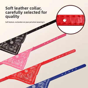 Köpekler ve Kediler için Özelleştirilebilir PU Üçgen Bandana Evcil Hayvan Boyunlukları Baskılı Desen - Product Image 1