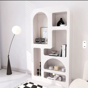 ארון תצוגה בסגנון חדש לשנת 2026, ארון קיר לבן לסלון, מדף ארון ספרים, ארון אחסון פשוט מקושת למרפסת - Product Image 3