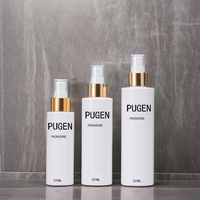 Bouteille pulvérisateur fine en plastique PET blanc de 50 ml à 500 ml avec pompe dorée ou argentée, en stock, pour shampoing, sérigraphie, faux cils