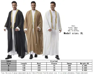 Abiti Musulmani da Uomo a Maniche Lunghe, Abbigliamento Etnico Nero e Bianco, Elegante Abaya per Uomo per Feste Mediorientali ed Eid - Product Image 6